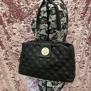 Kate Spade Elena Astor Court Black Quilted Leather Satchel/Tote/Shoulder Bag